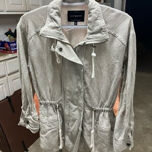Lucky Brand Women's Utility Jacket - Gray and Cream Stripes